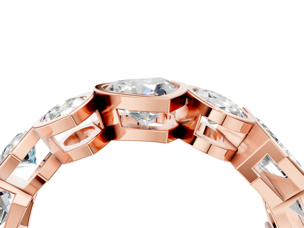 Rose gold Mixed Shape Diamond Bezel Set Eternity Wedding Band