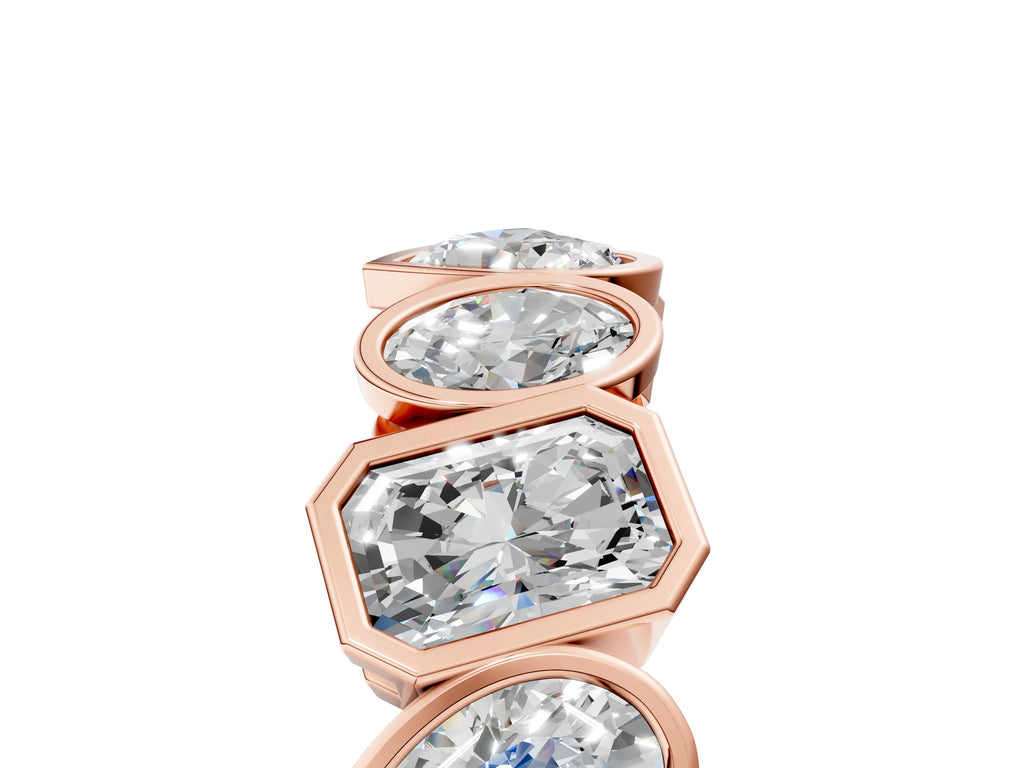 Rose gold Mixed Shape Diamond Bezel Set Eternity Wedding Band