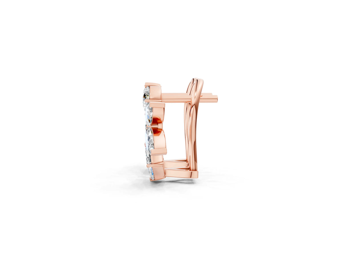 Rose gold Multi-Shape Diamond Cluster Stud Earrings
