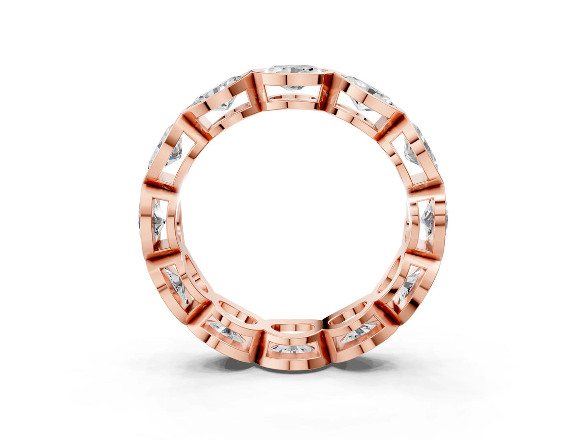 Rose gold Oval Diamond Bezel Set Eternity Wedding Band