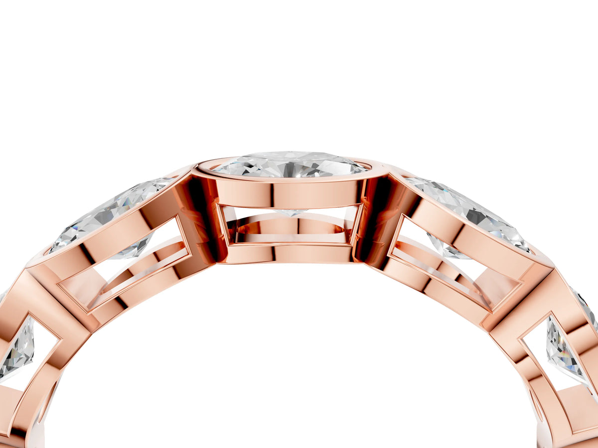 Rose gold Oval Diamond Bezel Set Eternity Wedding Band