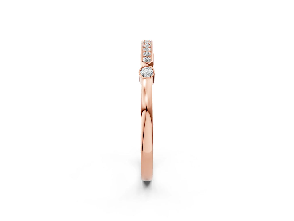 Rose gold Pavé Round Diamond Bar Station Ring with Channel Setting