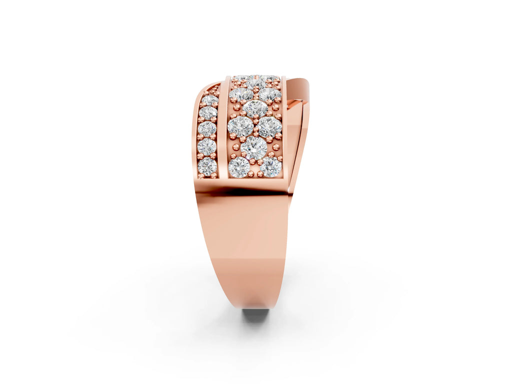 Rose gold Pavé Round Diamond Crossover Band with Bead Prong Setting