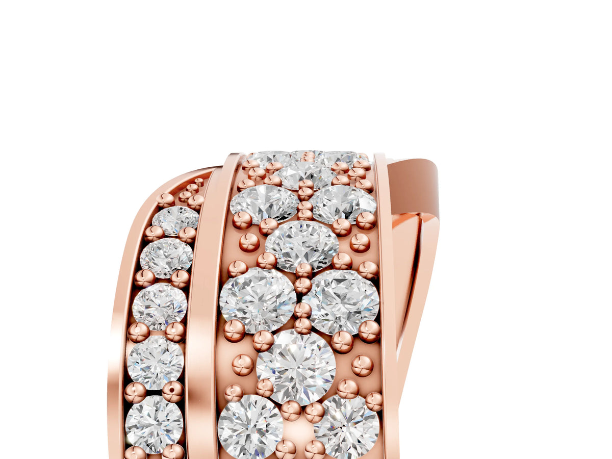 Rose gold Pavé Round Diamond Crossover Band with Bead Prong Setting