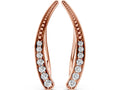 Rose gold Pavé Round Diamond Curved Bar Earrings