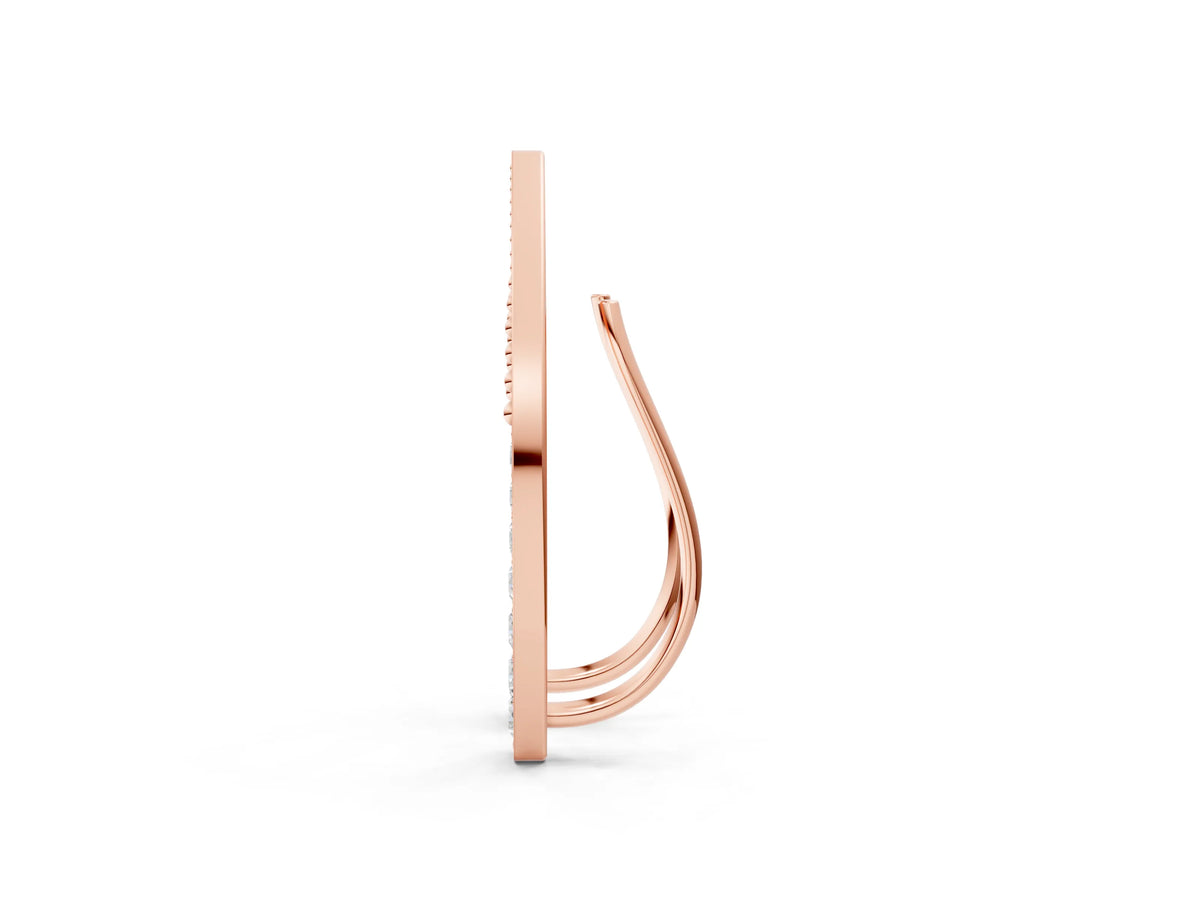 Rose gold Pavé Round Diamond Curved Bar Earrings