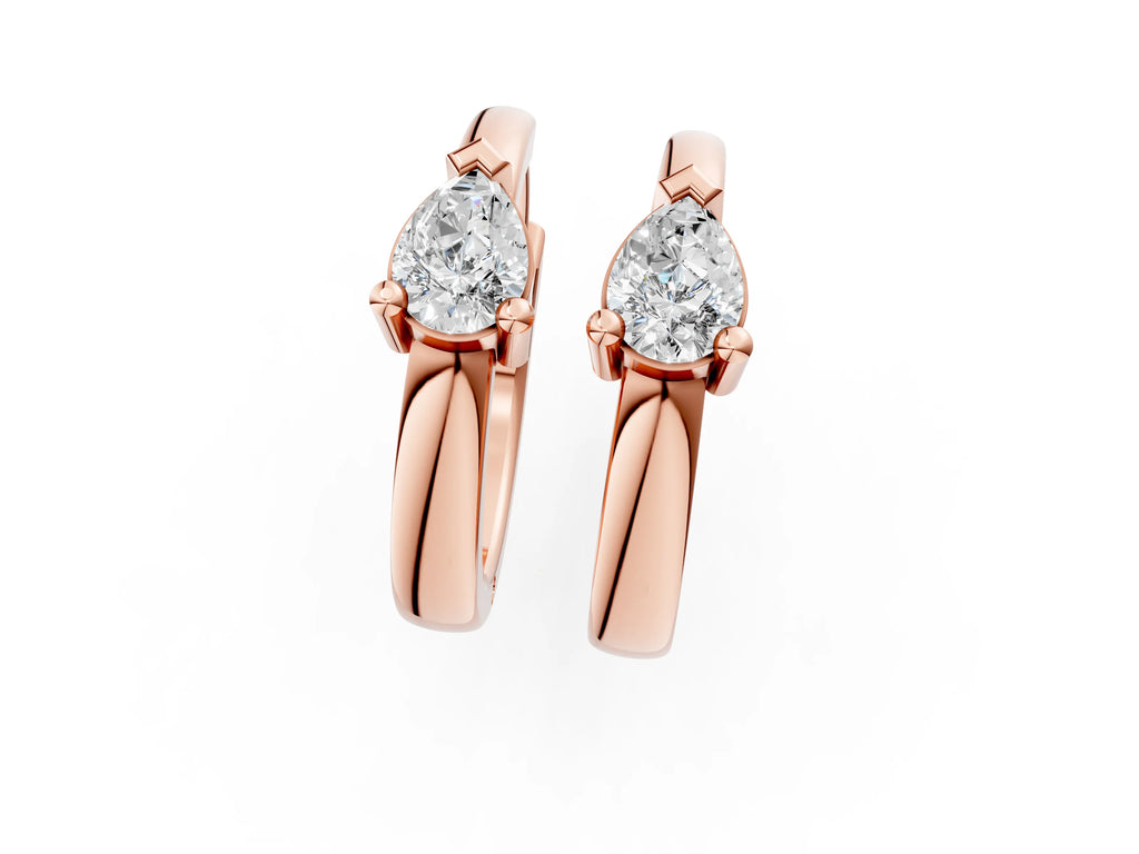 Rose gold Pear Diamond Mini Huggie Hoop Earrings