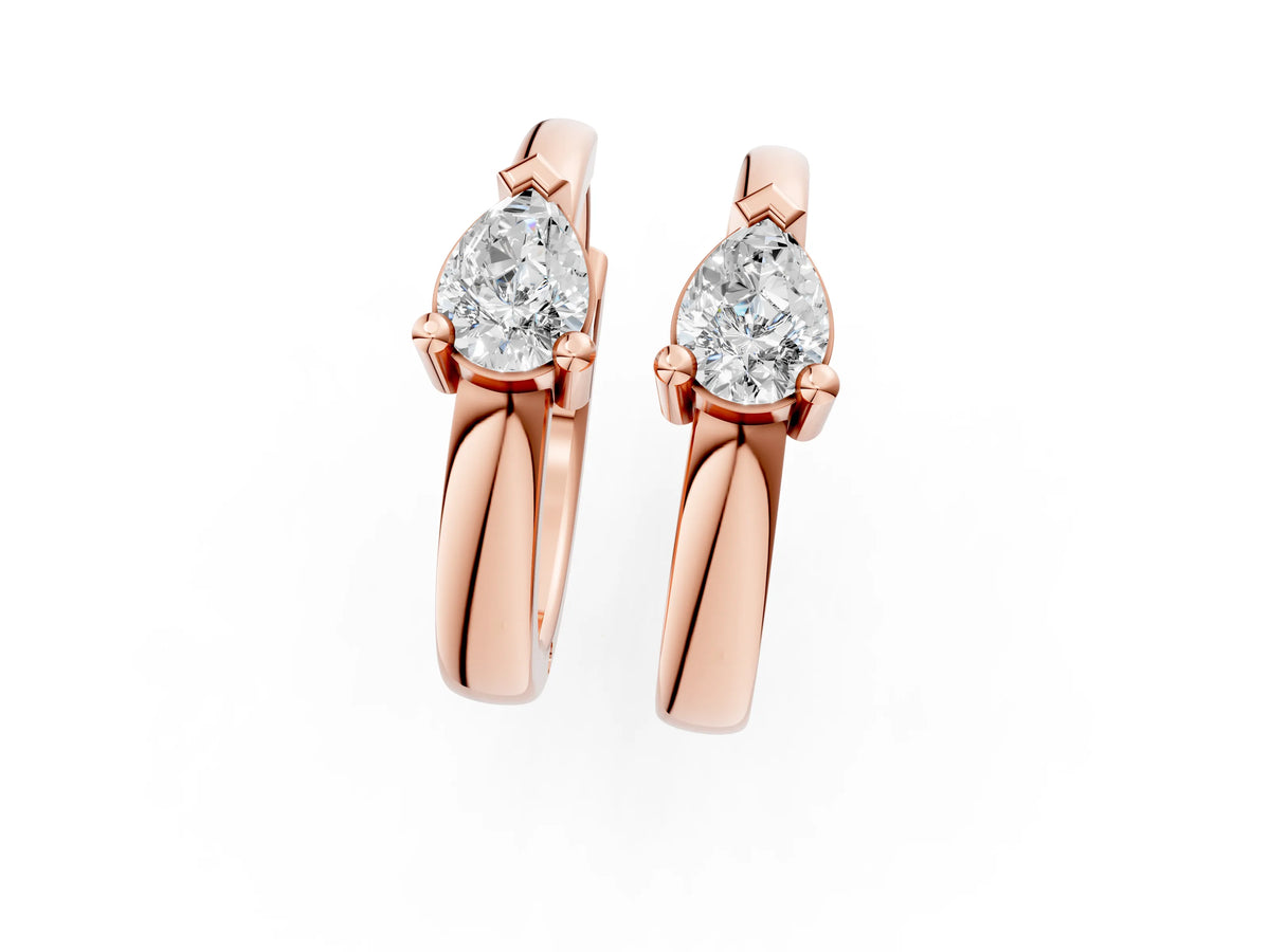 Rose gold Pear Diamond Mini Huggie Hoop Earrings