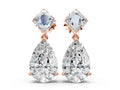 Rose gold Princess and Pear Diamond Drop Earrings