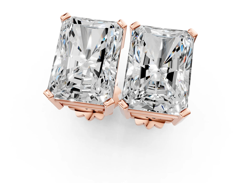 Rose gold Radiant Cut Diamond Stud Earrings