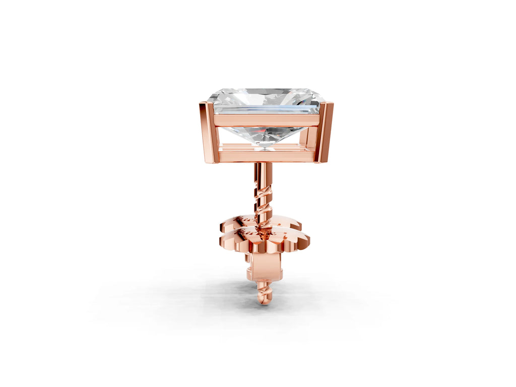Rose gold Radiant Cut Diamond Stud Earrings