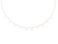 Rose gold Round Bezel Set Diamond Station Necklace with Cable Chain