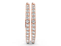 Rose gold Round Cut Diamond Channel Set Hoop Earrings with Prong Setting