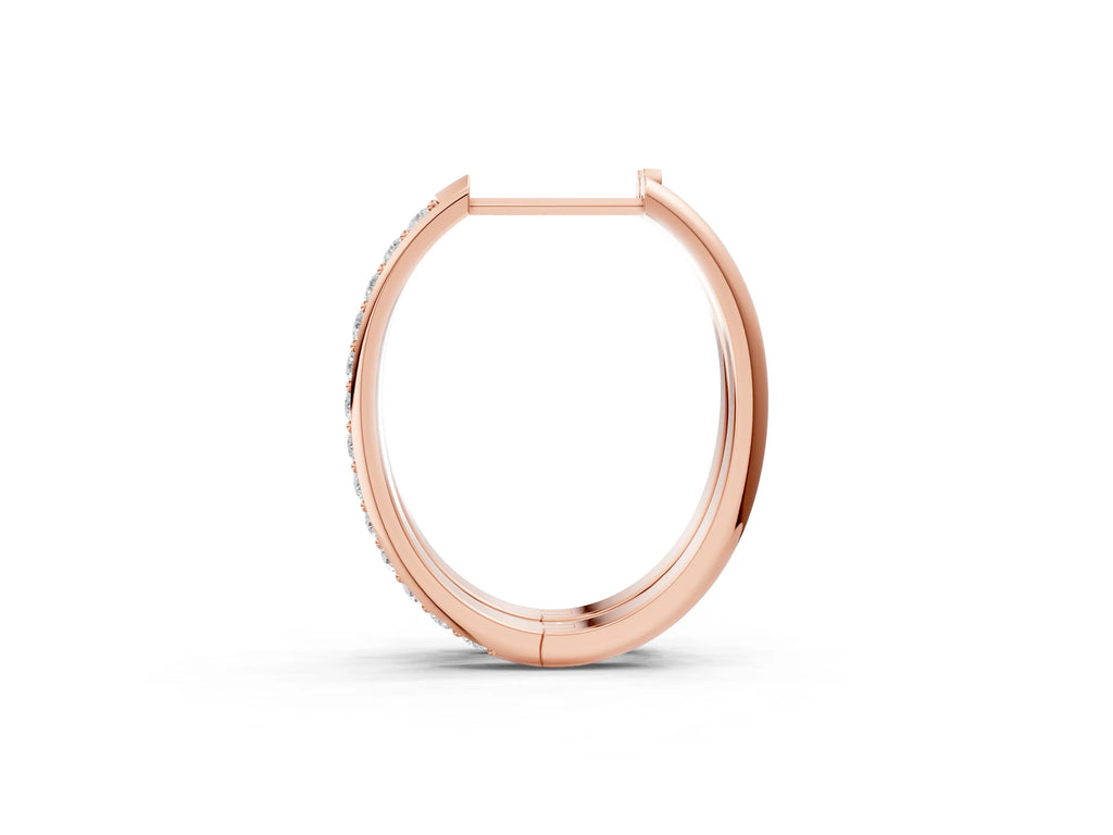 Rose gold Round Cut Diamond Channel Set Hoop Earrings with Prong Setting