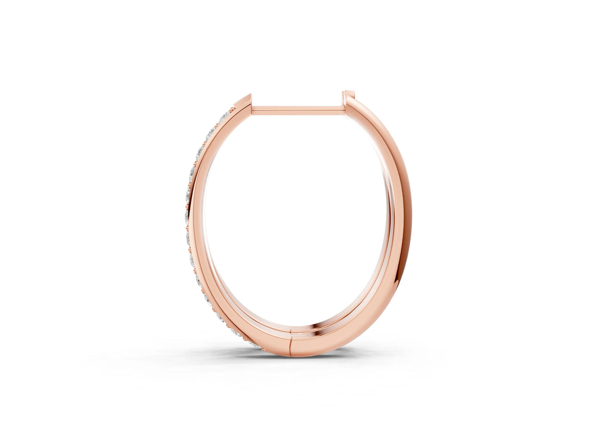 Rose gold Round Cut Diamond Channel Set Hoop Earrings with Prong Setting
