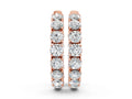 Rose gold Round Cut Diamond Inside-Out Hoop Earrings with Shared Prong Setting