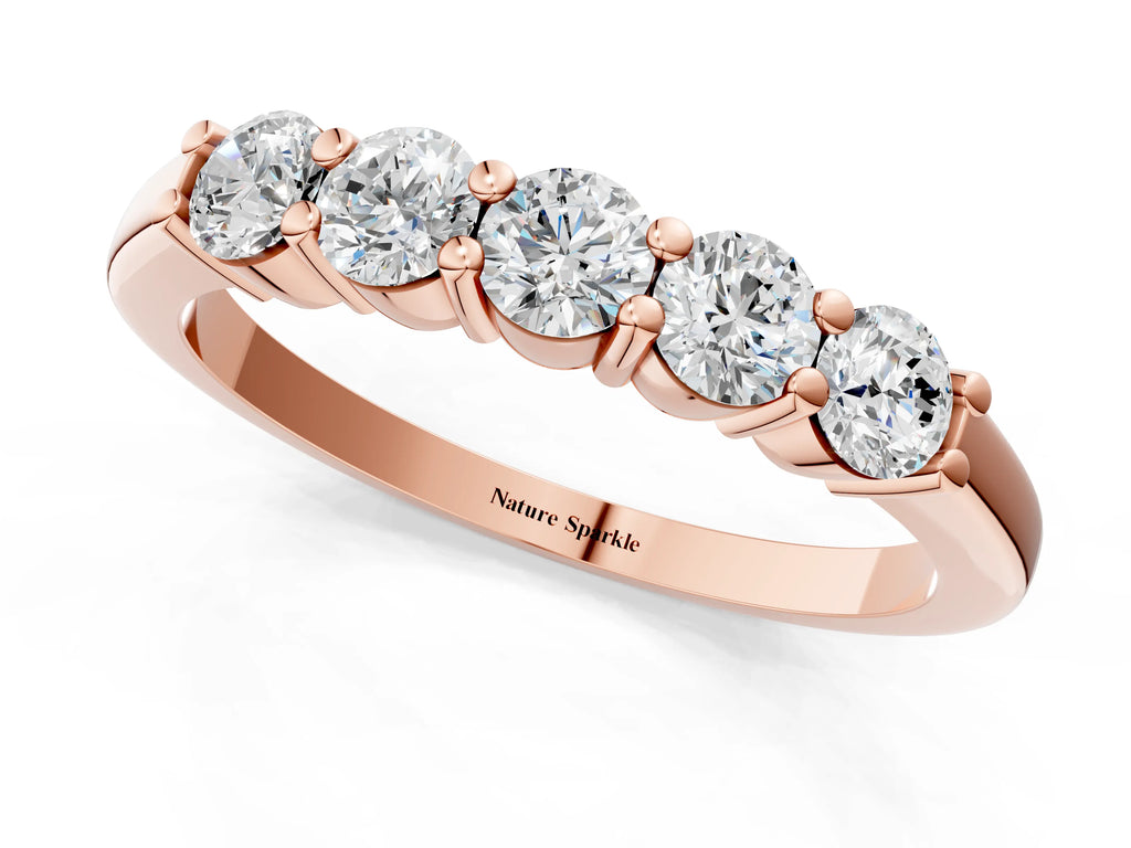 Rose gold Round Cut Diamond Prong Set Half-Eternity Band