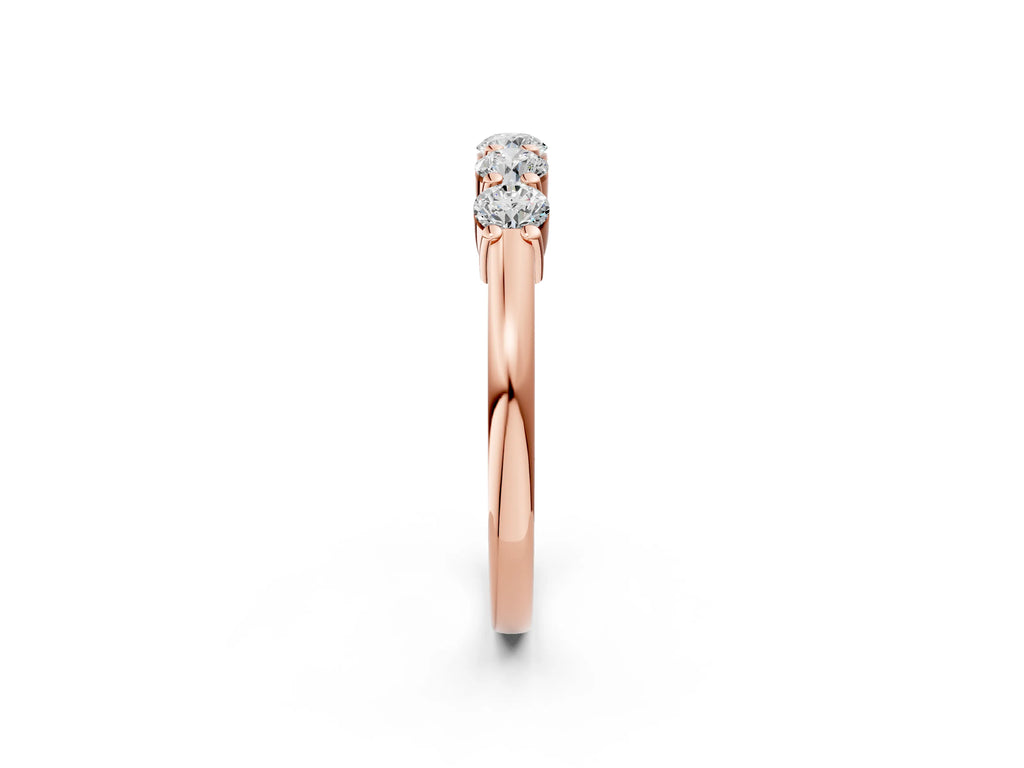 Rose gold Round Cut Diamond Prong Set Half-Eternity Band