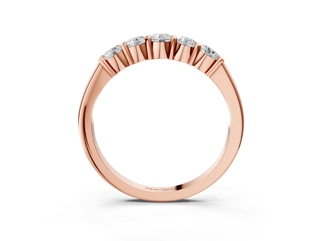 Rose gold Round Cut Diamond Prong Set Half-Eternity Band