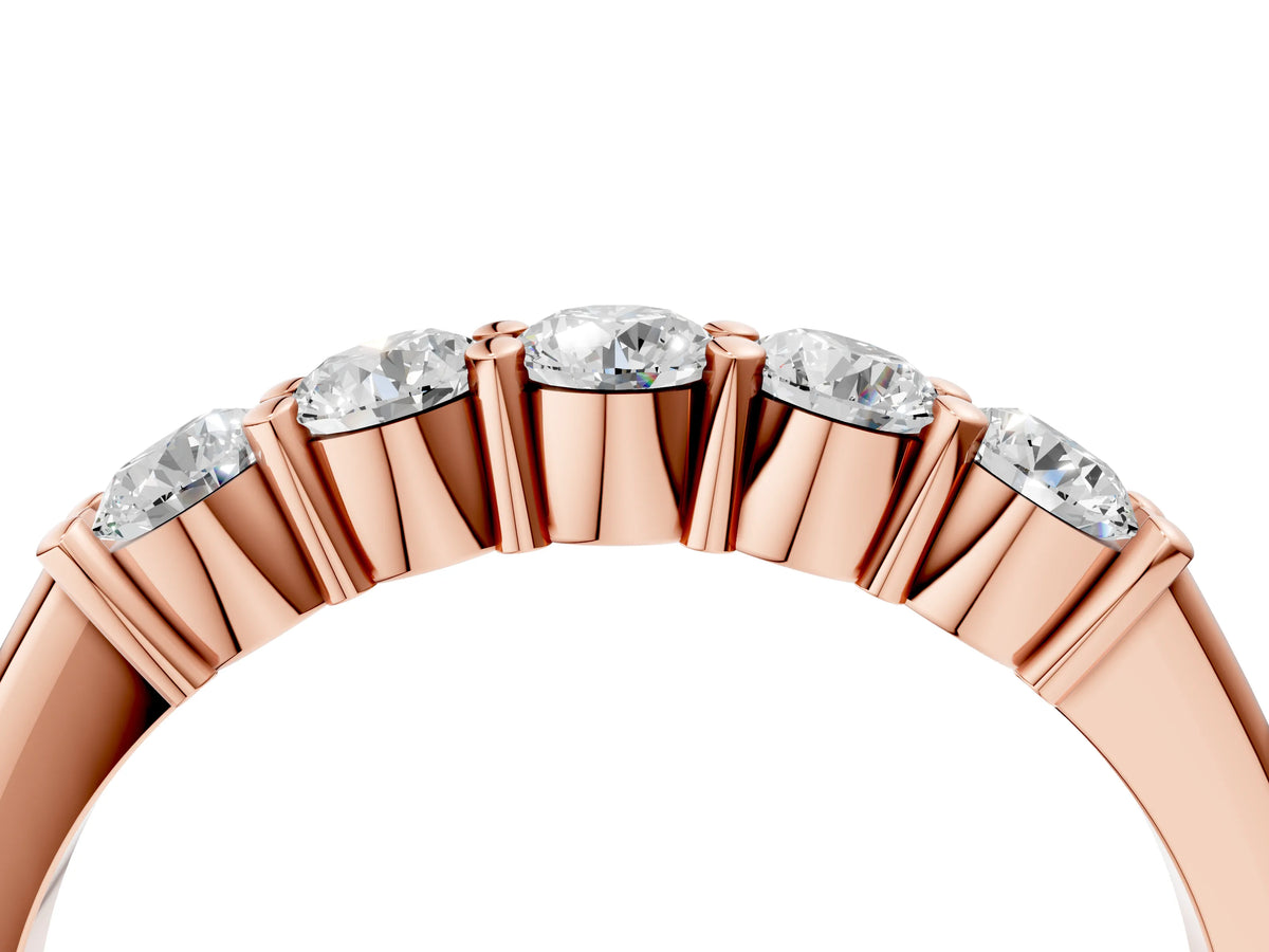 Rose gold Round Cut Diamond Prong Set Half-Eternity Band