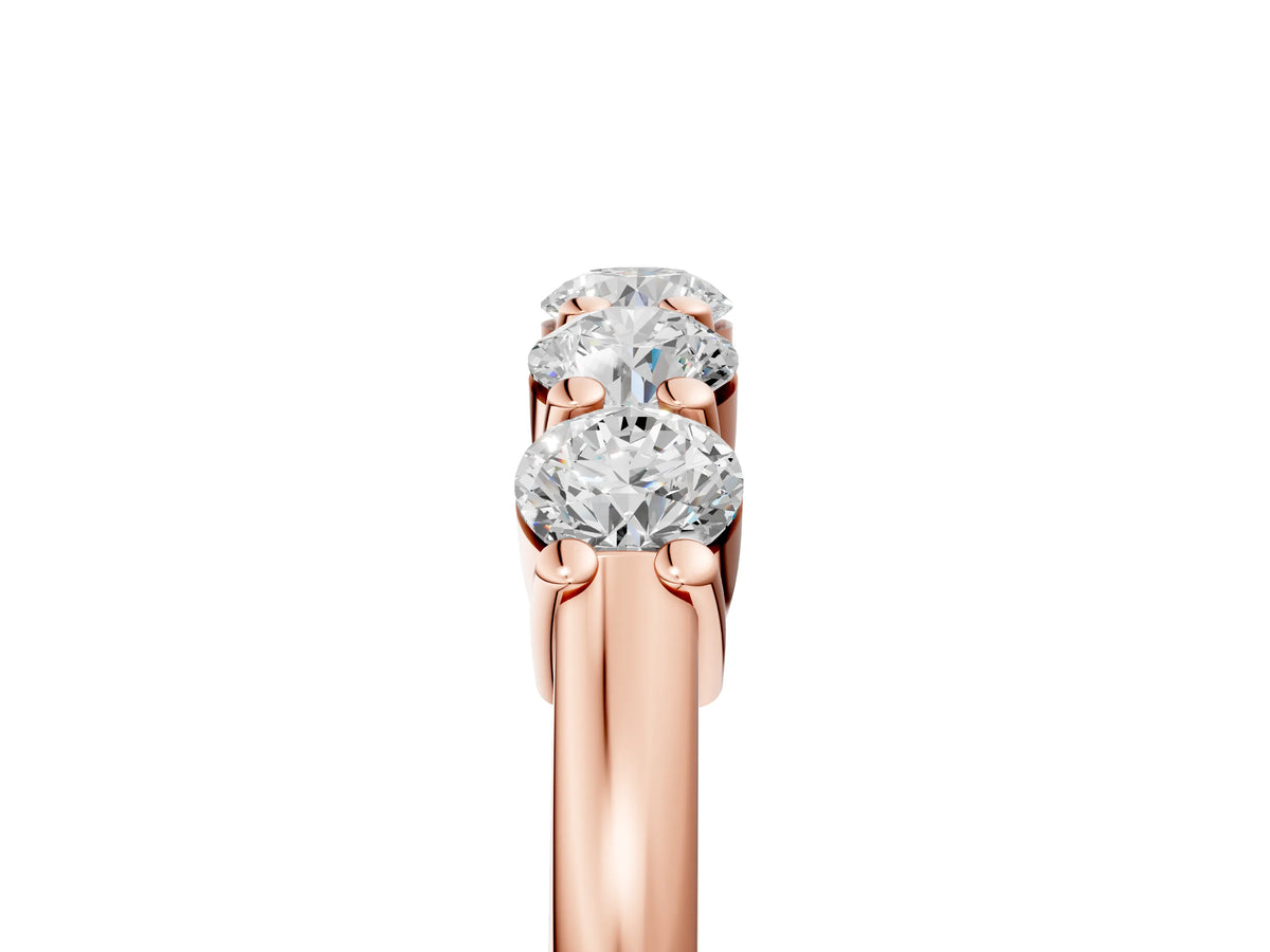 Rose gold Round Cut Diamond Prong Set Half-Eternity Band