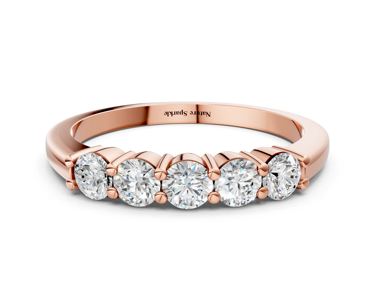 Rose gold Round Cut Diamond Prong Set Half-Eternity Band