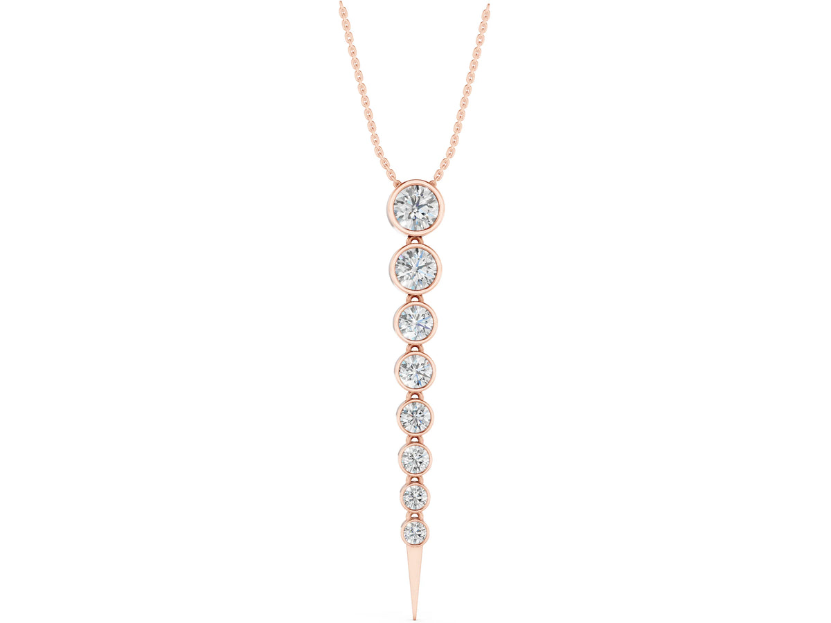 Rose gold Round Diamond Drop Necklace with Bezel Setting