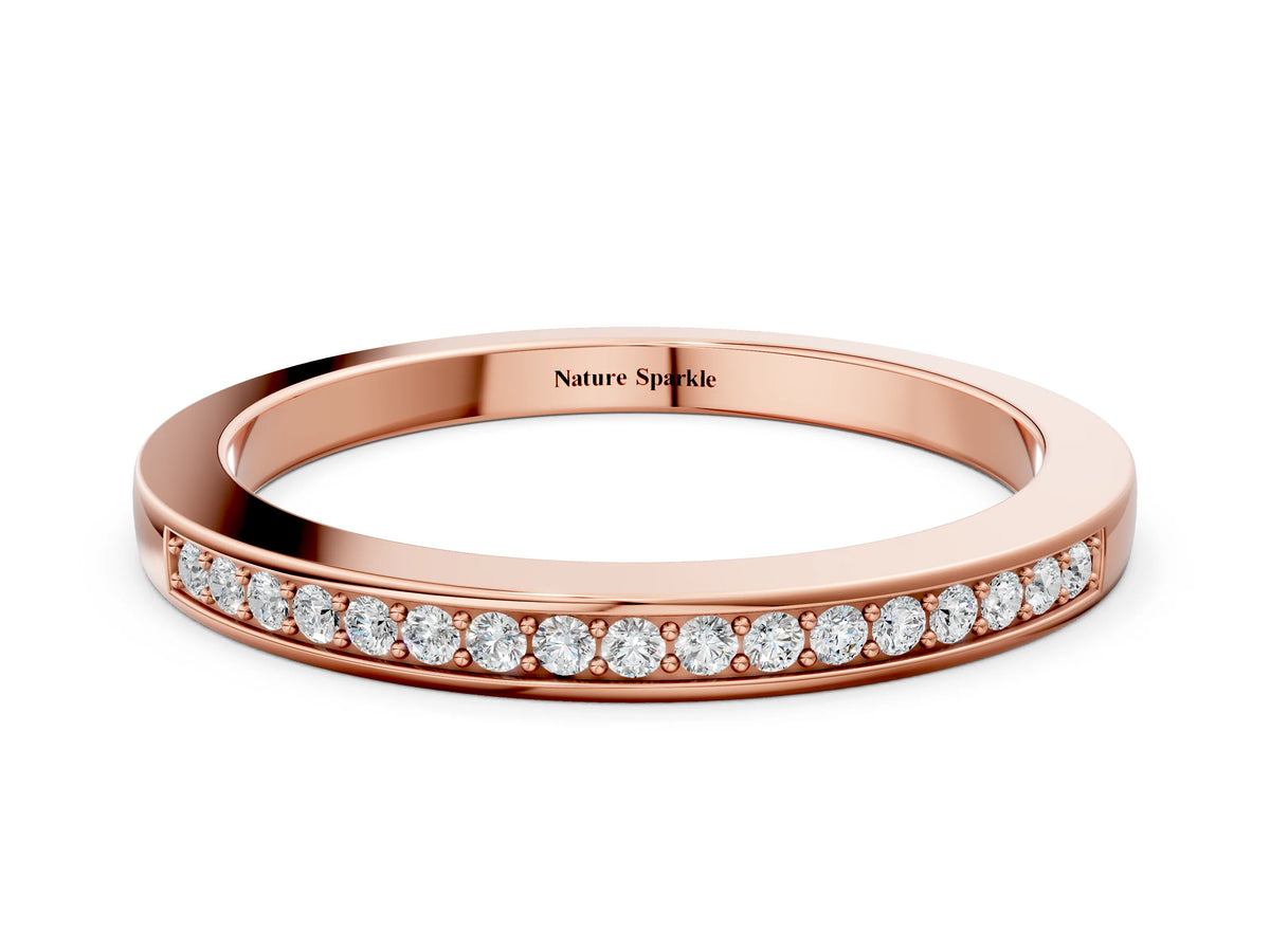 Rose gold Round Diamond Half Eternity Pavé Band