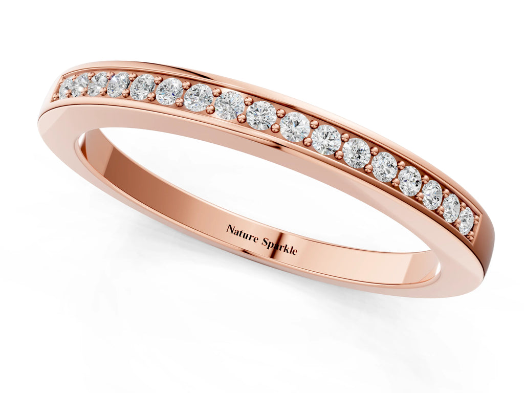 Rose gold Round Diamond Half Eternity Pavé Band