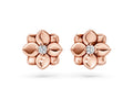 Rose gold Round Diamond Magnolia Floral Stud Earrings