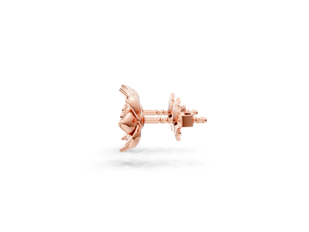 Rose gold Round Diamond Magnolia Floral Stud Earrings