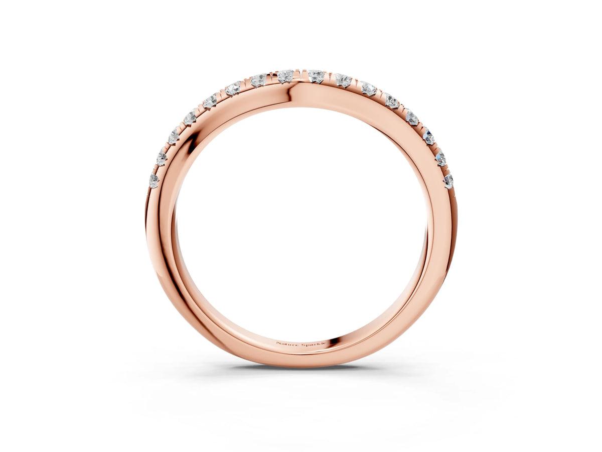 Rose gold Round Diamond Pavé Curved Band with Shared Prong Setting