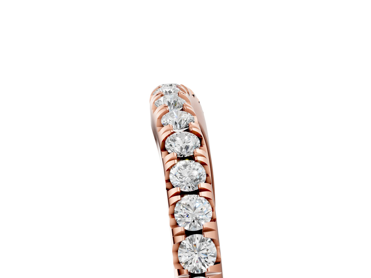 Rose gold Round Diamond Pavé Curved Band with Shared Prong Setting