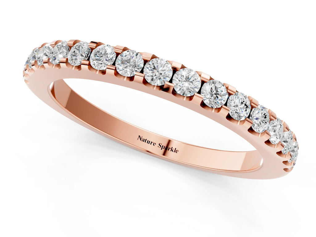 Rose gold Round Diamond Pavé Eternity Band with Micro Prong Setting