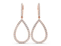 Rose gold Round Diamond Teardrop Drop Earrings