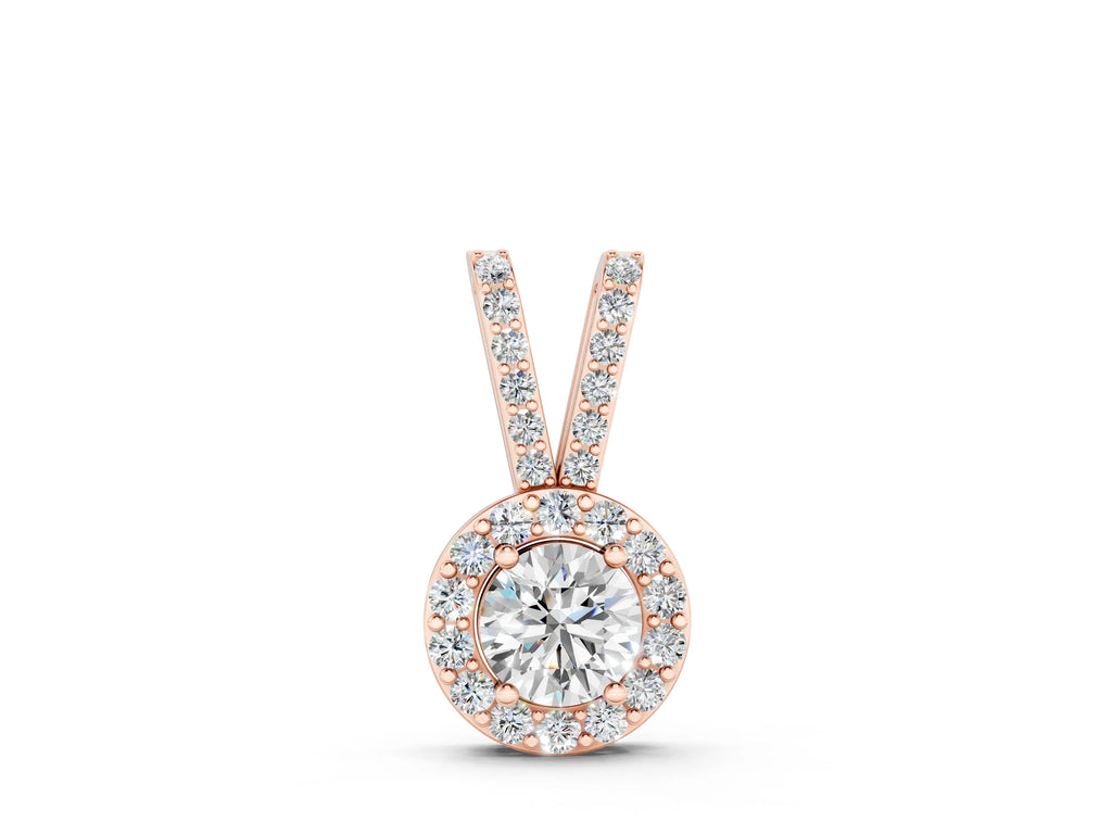 Rose gold Round Halo Pendant with Prong Setting
