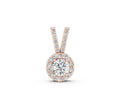 Rose gold Round Halo Pendant with Prong Setting