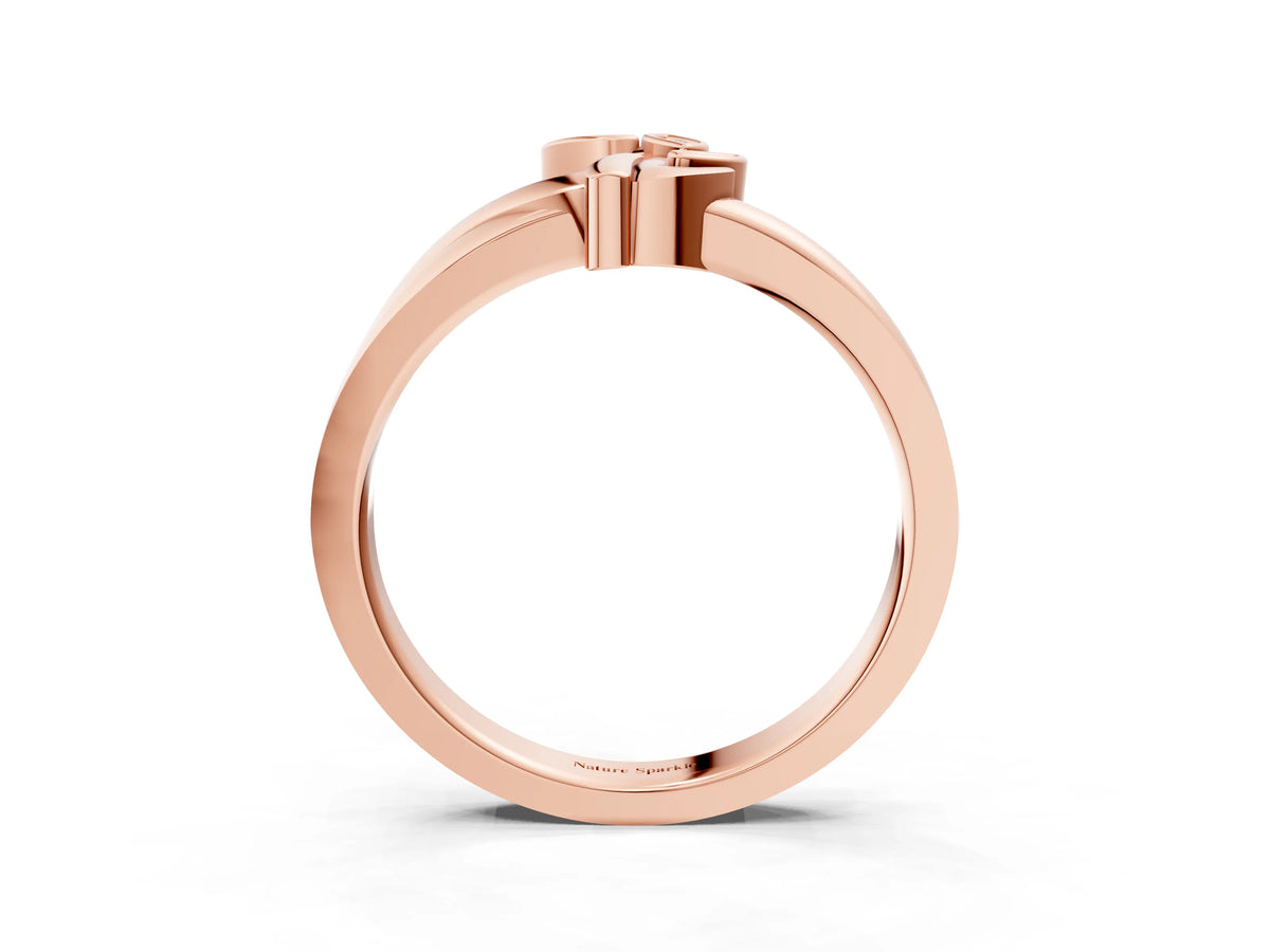 Rose gold Three-Stone Round Diamond Leaf Bypass Ring with Bezel Setting