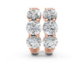 Rose gold Triple Round Diamond Huggie Earrings with Prong Setting