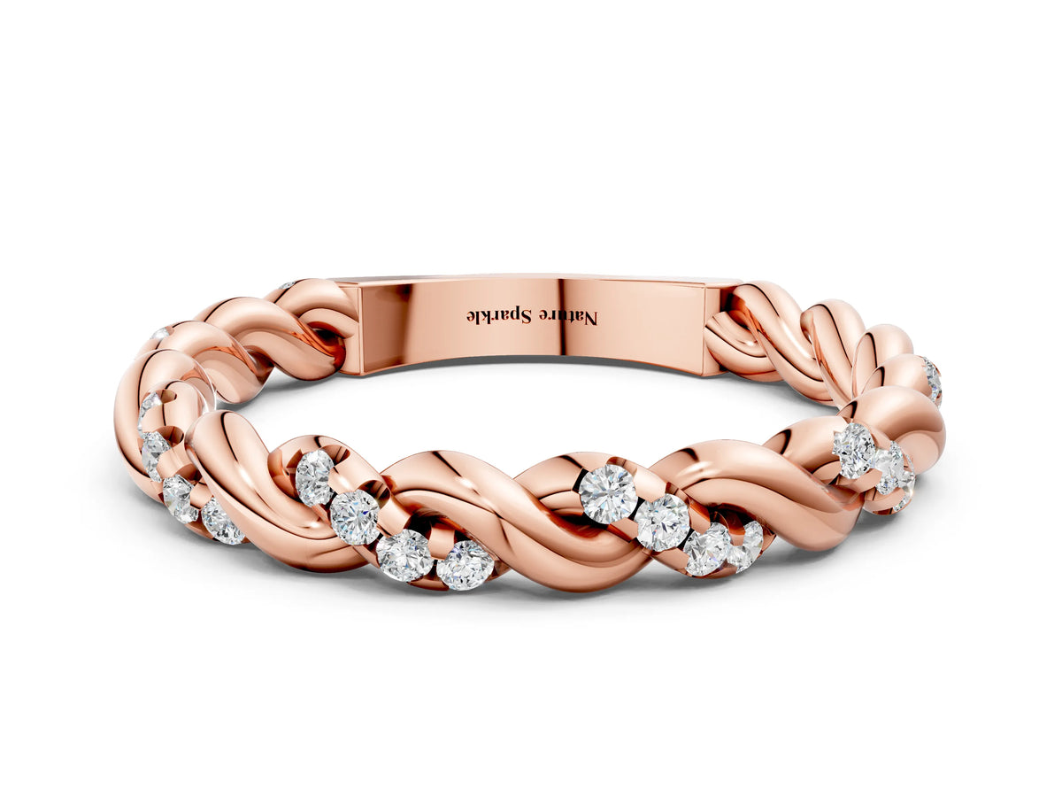Rose gold Twisted Pavé Round Diamond Eternity Band