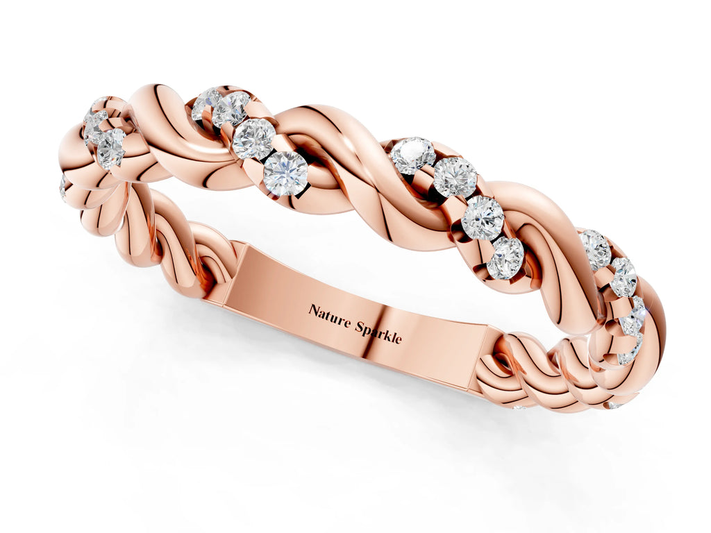 Rose gold Twisted Pavé Round Diamond Eternity Band
