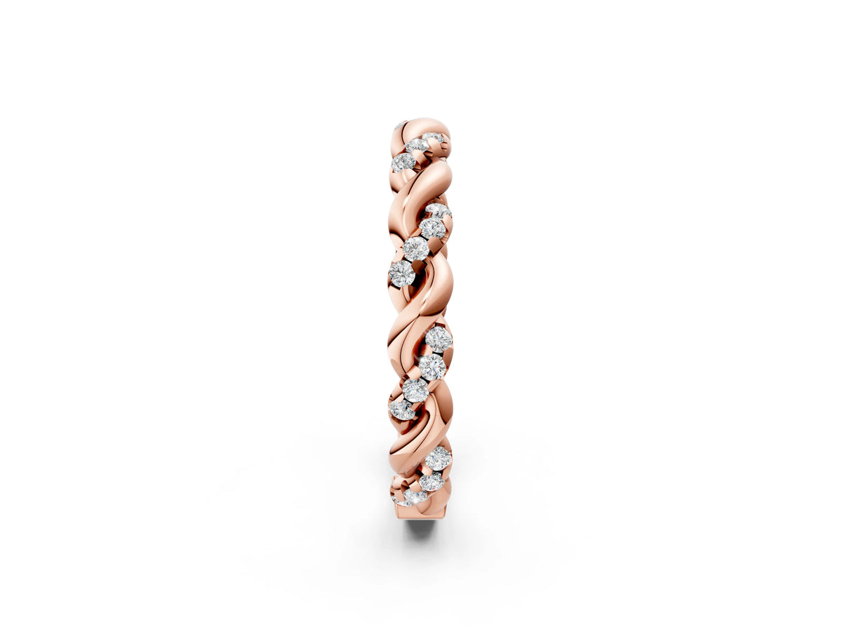 Rose gold Twisted Pavé Round Diamond Eternity Band