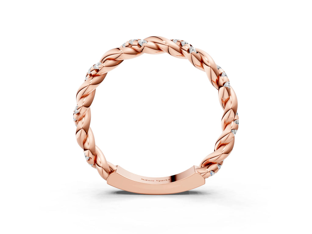 Rose gold Twisted Pavé Round Diamond Eternity Band