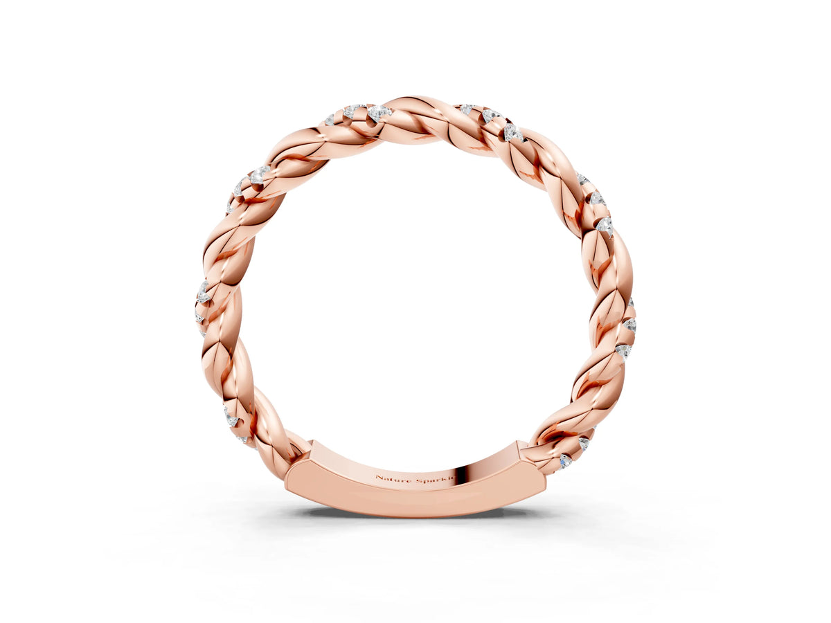 Rose gold Twisted Pavé Round Diamond Eternity Band