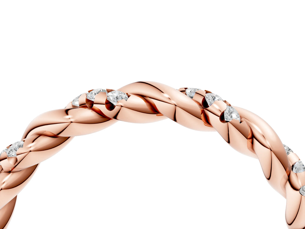 Rose gold Twisted Pavé Round Diamond Eternity Band