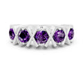 Round Amethyst Channel Set Band in Platinum with X-Prong Detail
