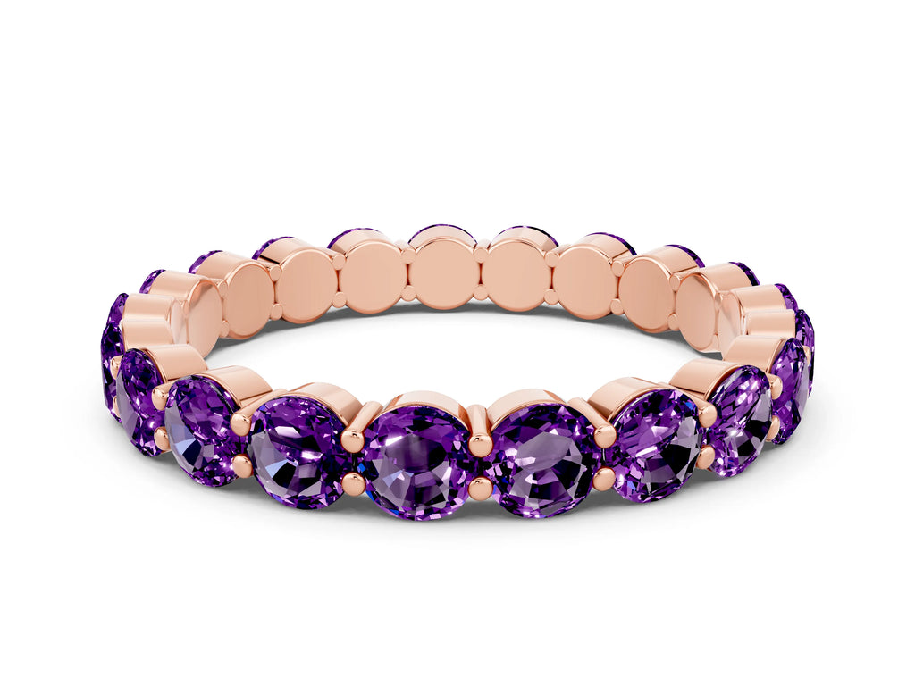 Round Amethyst Eternity Band in Rose gold with U-Prong Setting