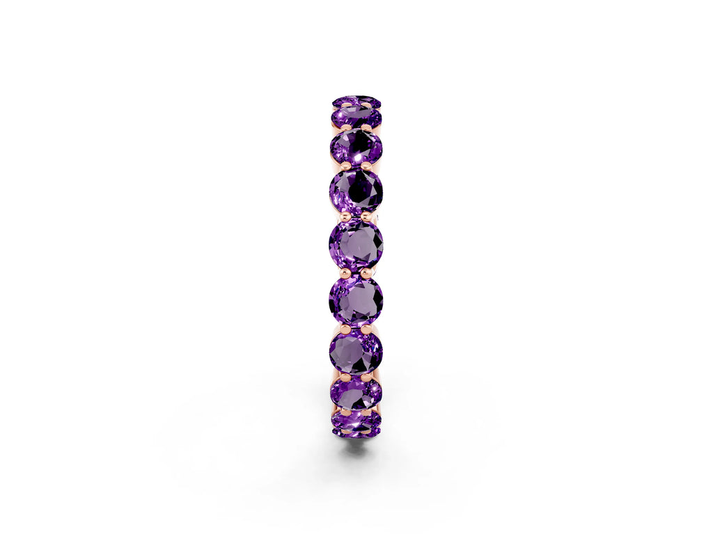 Round Amethyst Eternity Band in Rose gold with U-Prong Setting