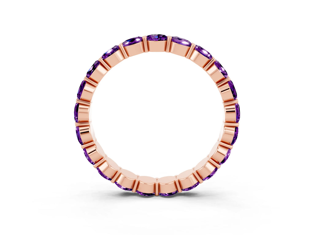 Round Amethyst Eternity Band in Rose gold with U-Prong Setting
