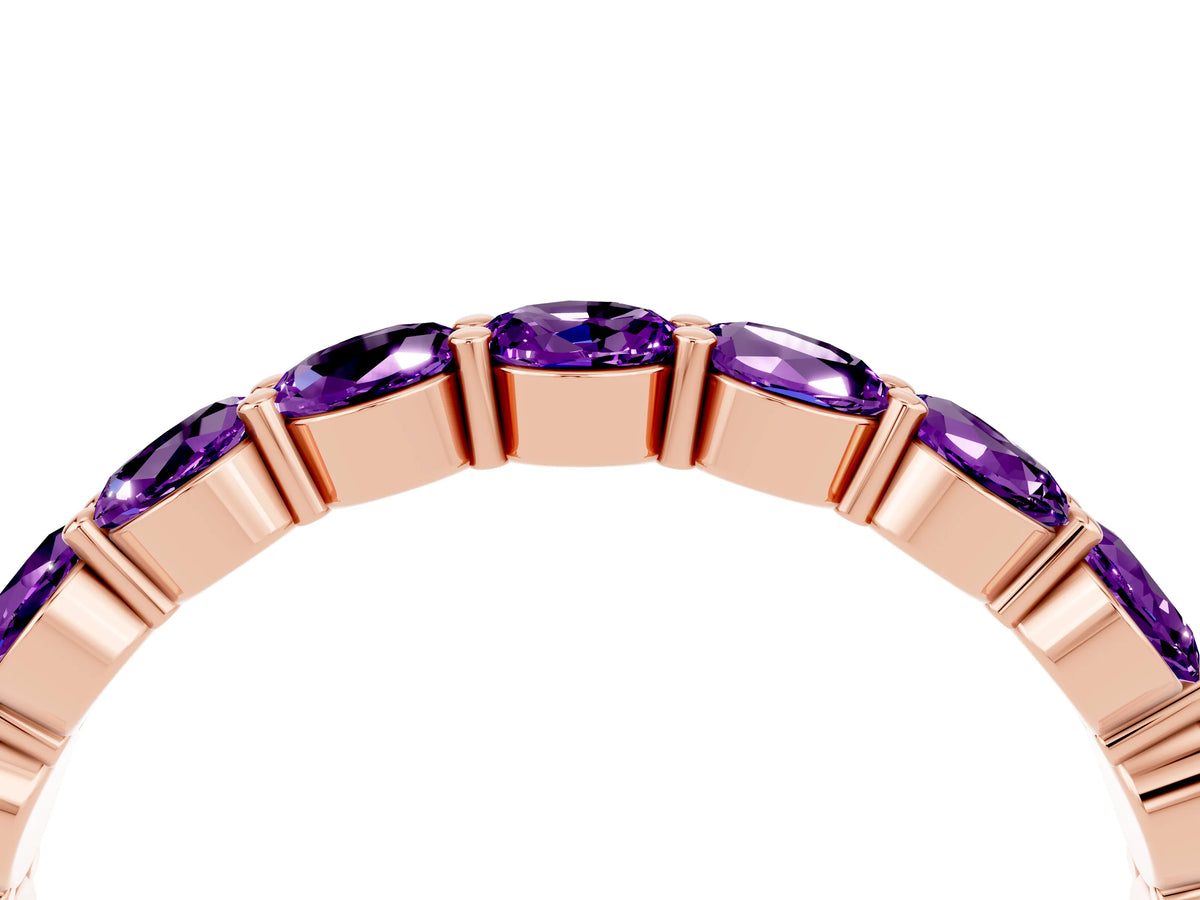 Round Amethyst Eternity Band in Rose gold with U-Prong Setting